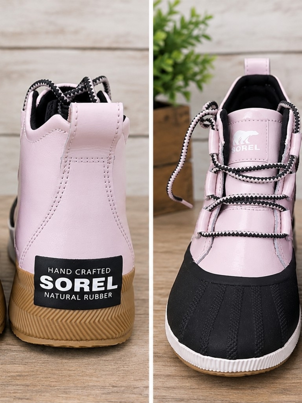 Sorel Pink and Black Waterproof Lace-Up Winter Duck Boots